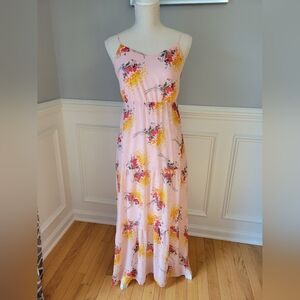 JCrew Mercantile Maxi Dress Spaghetti Strap Pink Tiered Floral Womens Size 0